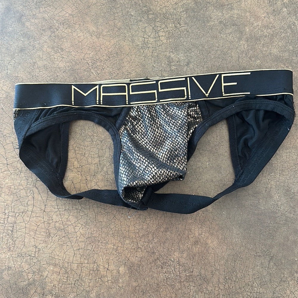 Men’s Andrew Christian, metallic snake skin and mesh Jock